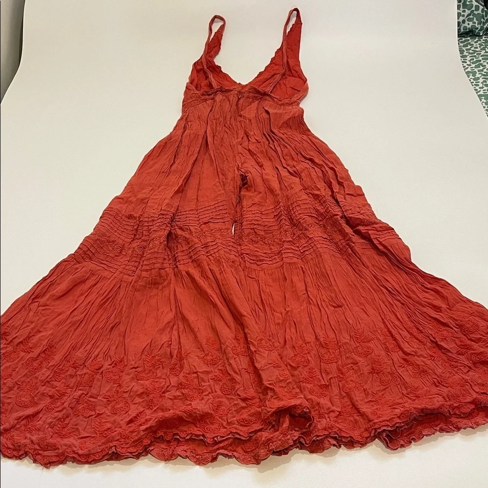 Free People Paloma Chic Rust Jumpsuit with Lace Detailing